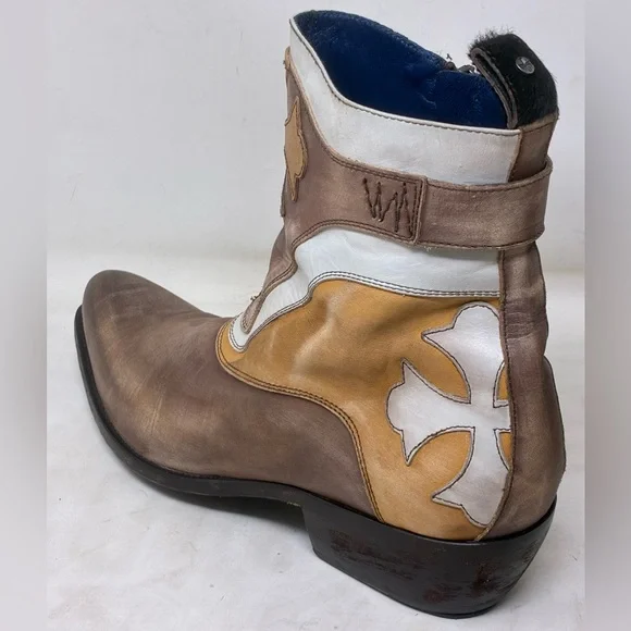 Mark Nason Distressed Tan and Cream Western Boots 67584